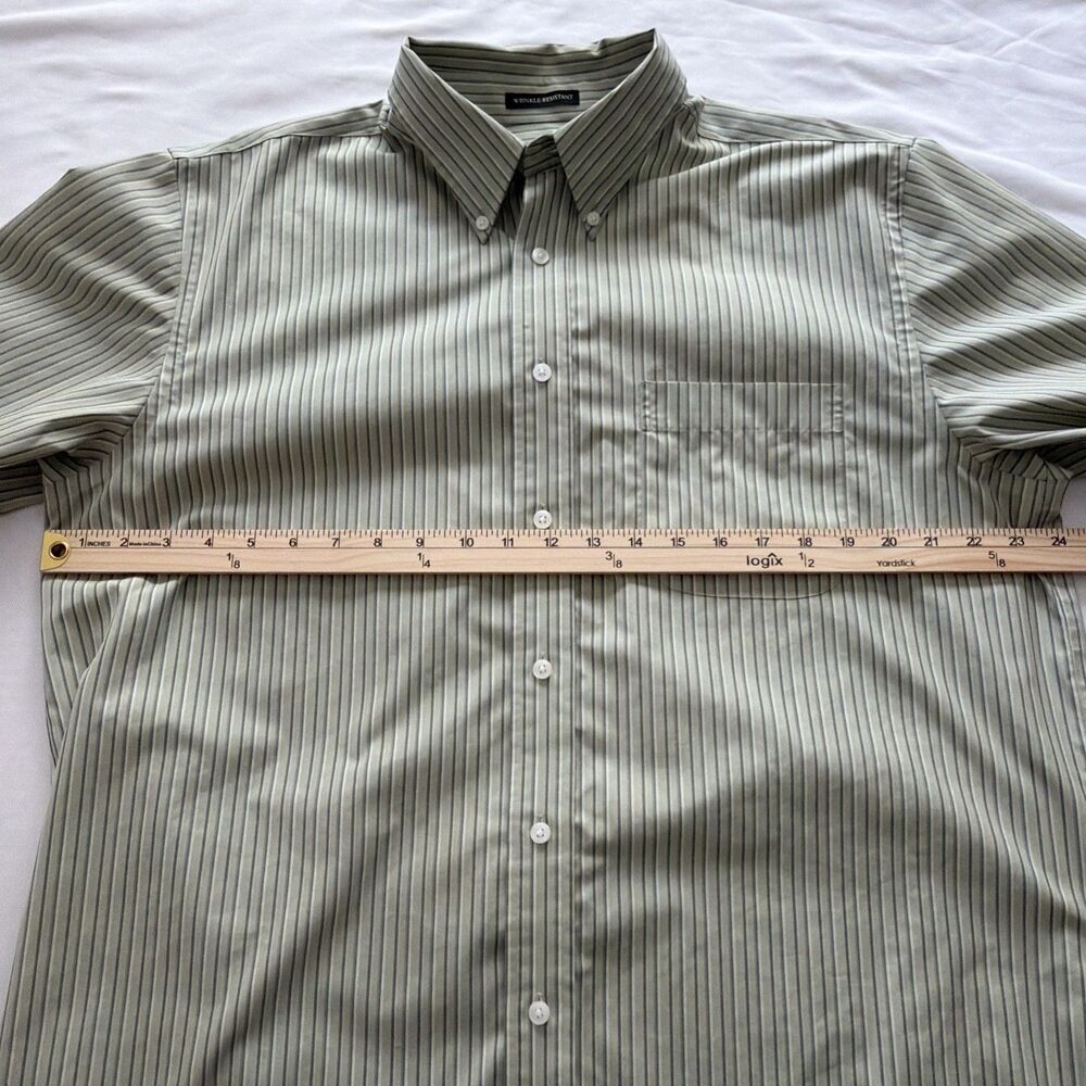 Eddie Bauer short Sleeve Shirt Mens L/Tall Relaxed Fit Green Wrinkle Resistant - Picture 7 of 8